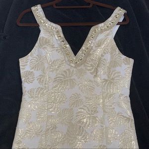 Lilly Pulitzer Valli Jacquard Gold Palm Dress